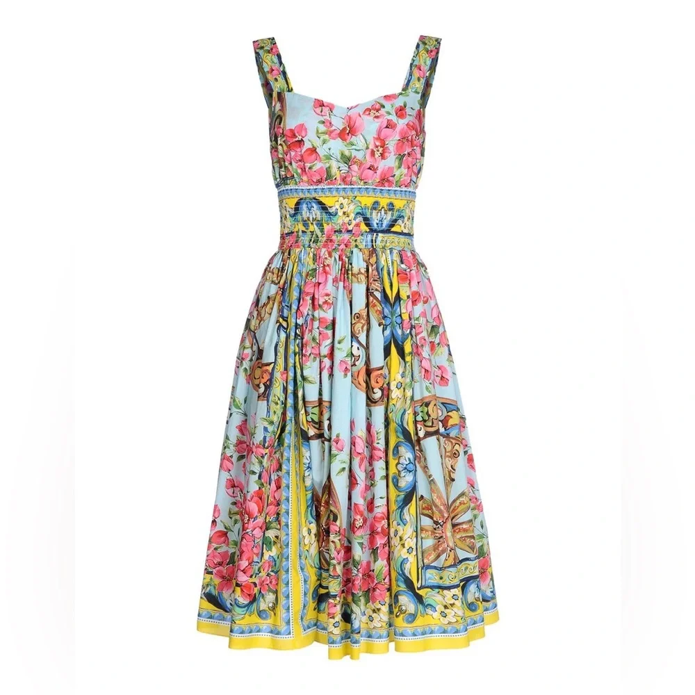 DOLCE & GABBANA Cotton MIDI Floral Dress - Picture 4 of 5